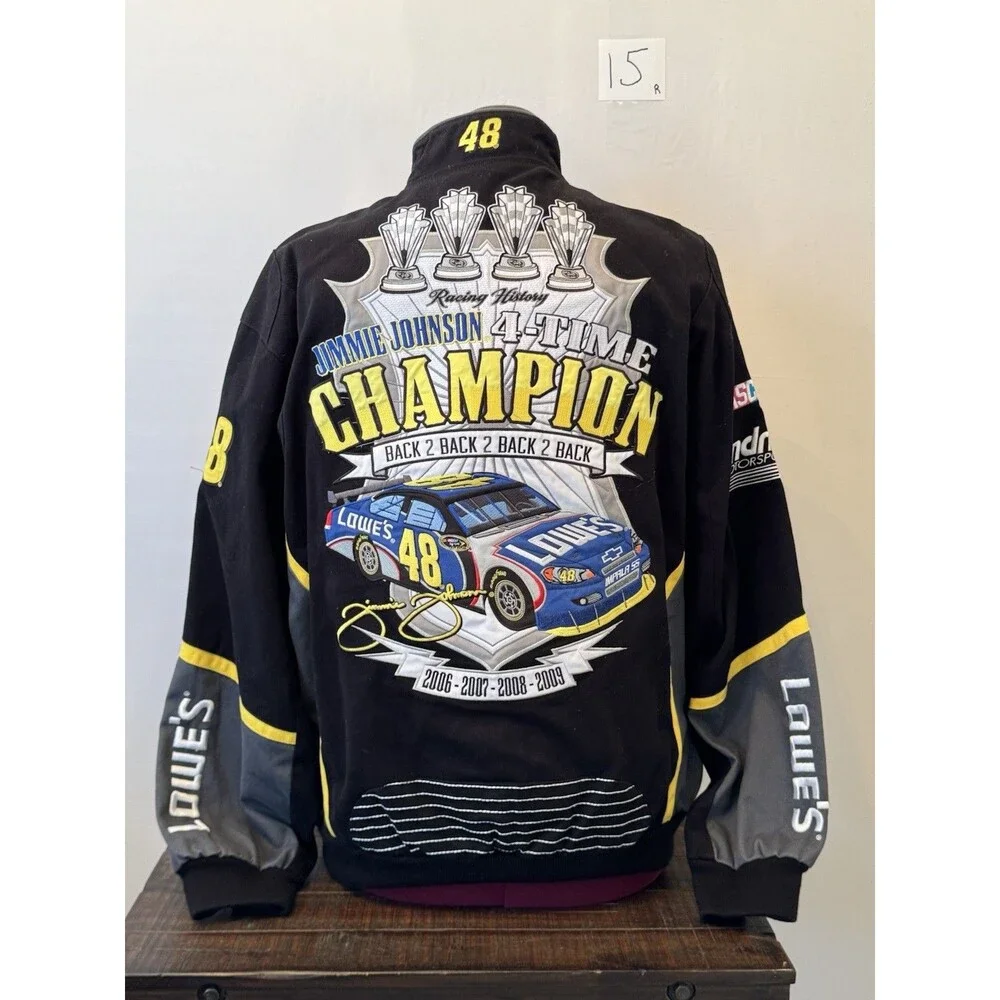 Jimmie Johnson #48 4-Time NASCAR Champion JH Design Jacket L Excellent Condition